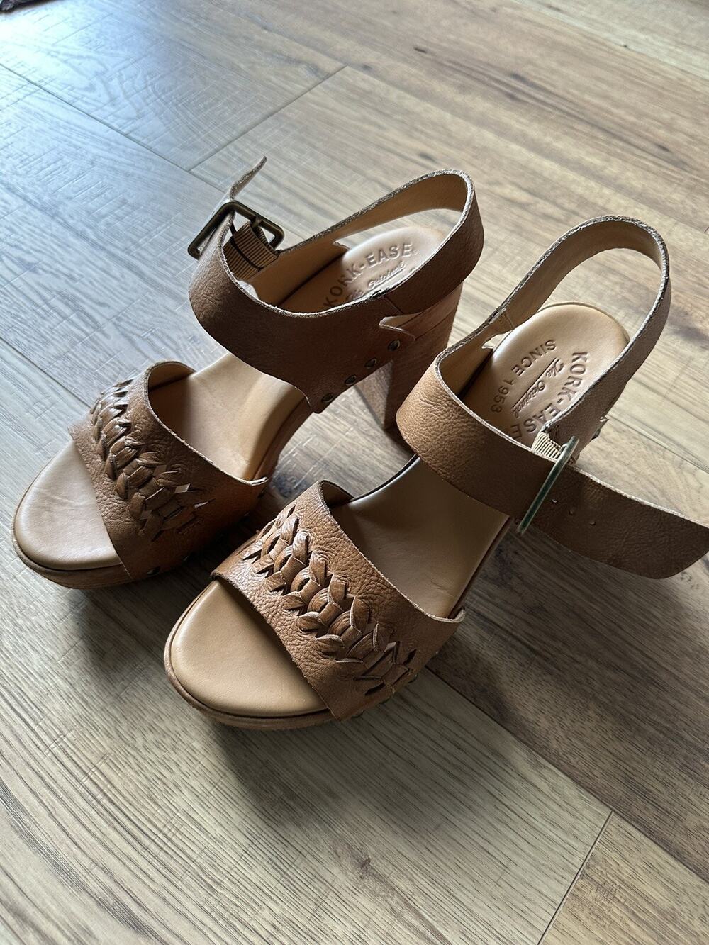 Kork-Ease Pasilla Sandals Women's Leather Platform Heel K61241 Size 9 New $150